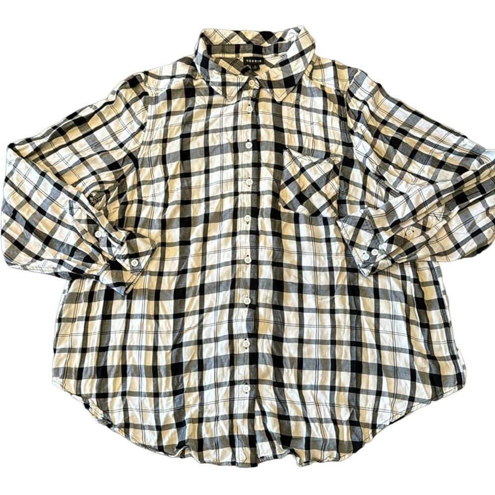 Torrid Plaid Button Down Long Sleeve Shirt Size 2X